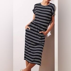 Banana Republic Black Stripe Knit Dress with Pockets XS Petite